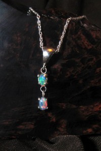Lightning Ridge Double Opal Pendant - Sterling Silver 925, Original Handcrafted Artisan Jewelry, Crystal Opal, Black Opal, Opal Necklace