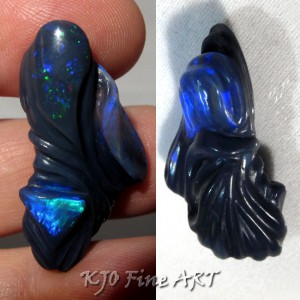 Trinity - Lightning Ridge Black Opal Carving